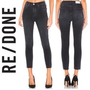 RE/DONE Originals High Rise Ankle Crop Jeans Faded Black